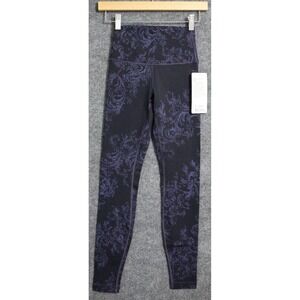 Lululemon Leggings Women 4 Black Purple Wunder Under High Rise 28" Athleisure HR